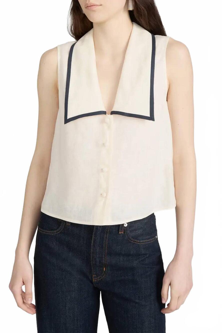 NEW FRAME cabana top in cream multi